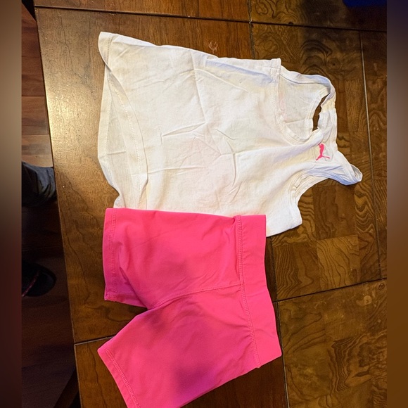 PUMA Kids White and Pink Tank Top & Shorts Set - Picture 2 of 6